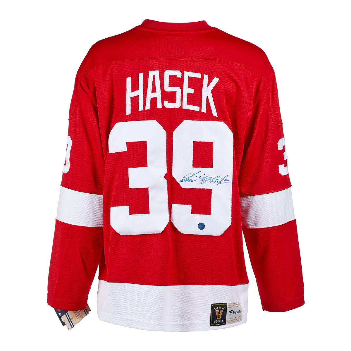 Dominik Hasek Signed Detroit Red Wings Throwback Breakaway Jersey product image 1, provided for visual reference and product