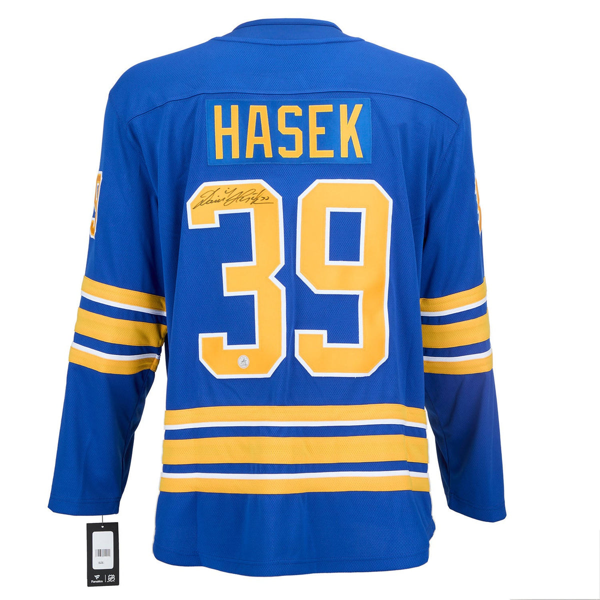 Dominik Hasek Autographed Buffalo Sabres Fanatics Breakaway Jersey product image 1, provided for visual reference and