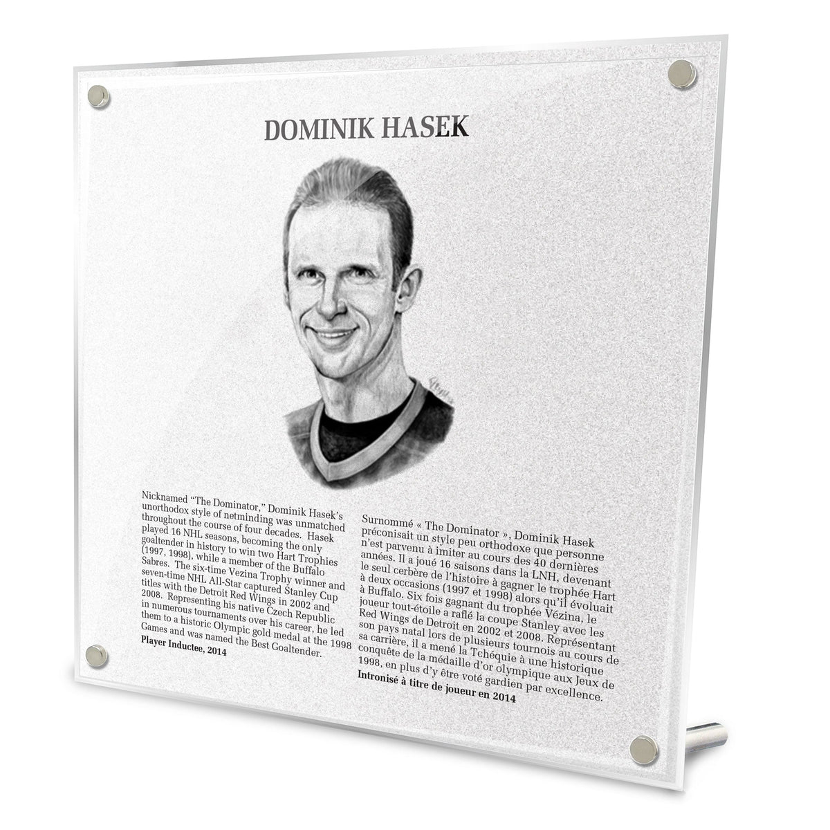 Dominik Hasek Replica Hockey Hall of Fame Plaque product image 1, provided for visual reference and product detail review