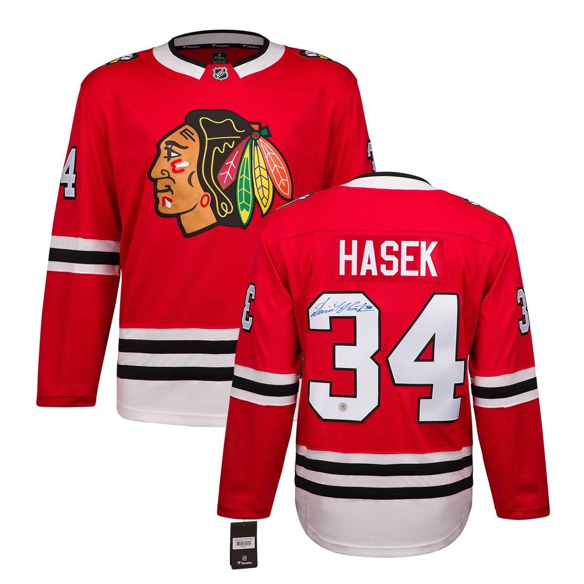 Dominik Hasek Autographed Chicago Blackhawks Red Fanatics Breakaway Jersey product image 3, provided for visual reference