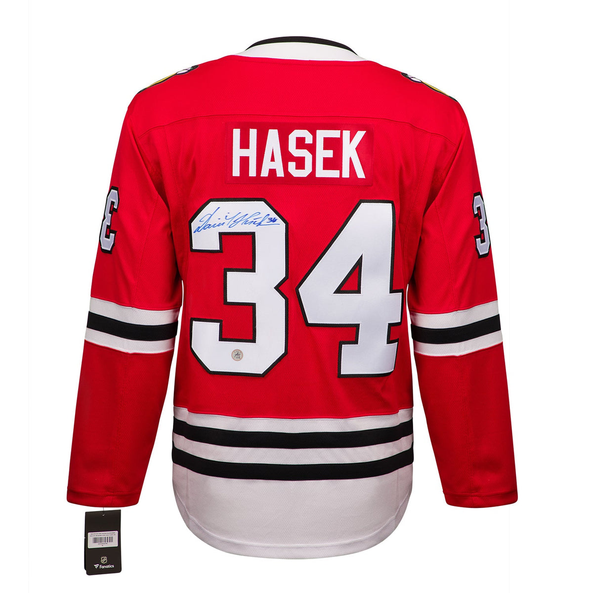 Dominik Hasek Autographed Chicago Blackhawks Red Fanatics Breakaway Jersey product image 1, provided for visual reference