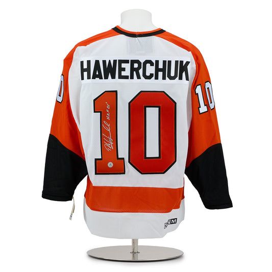 Dale Hawerchuk Signed Philadelphia Flyers White Vintage CCM Jersey product image 1, provided for visual reference and