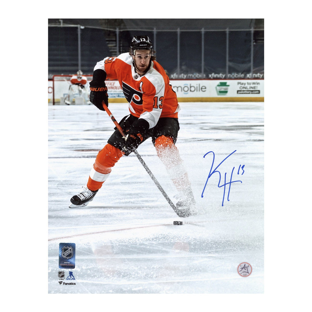 Kevin Hayes Autographed Philadelphia Flyers Puck Rush 11x14 Photo product image 1, provided for visual reference and product