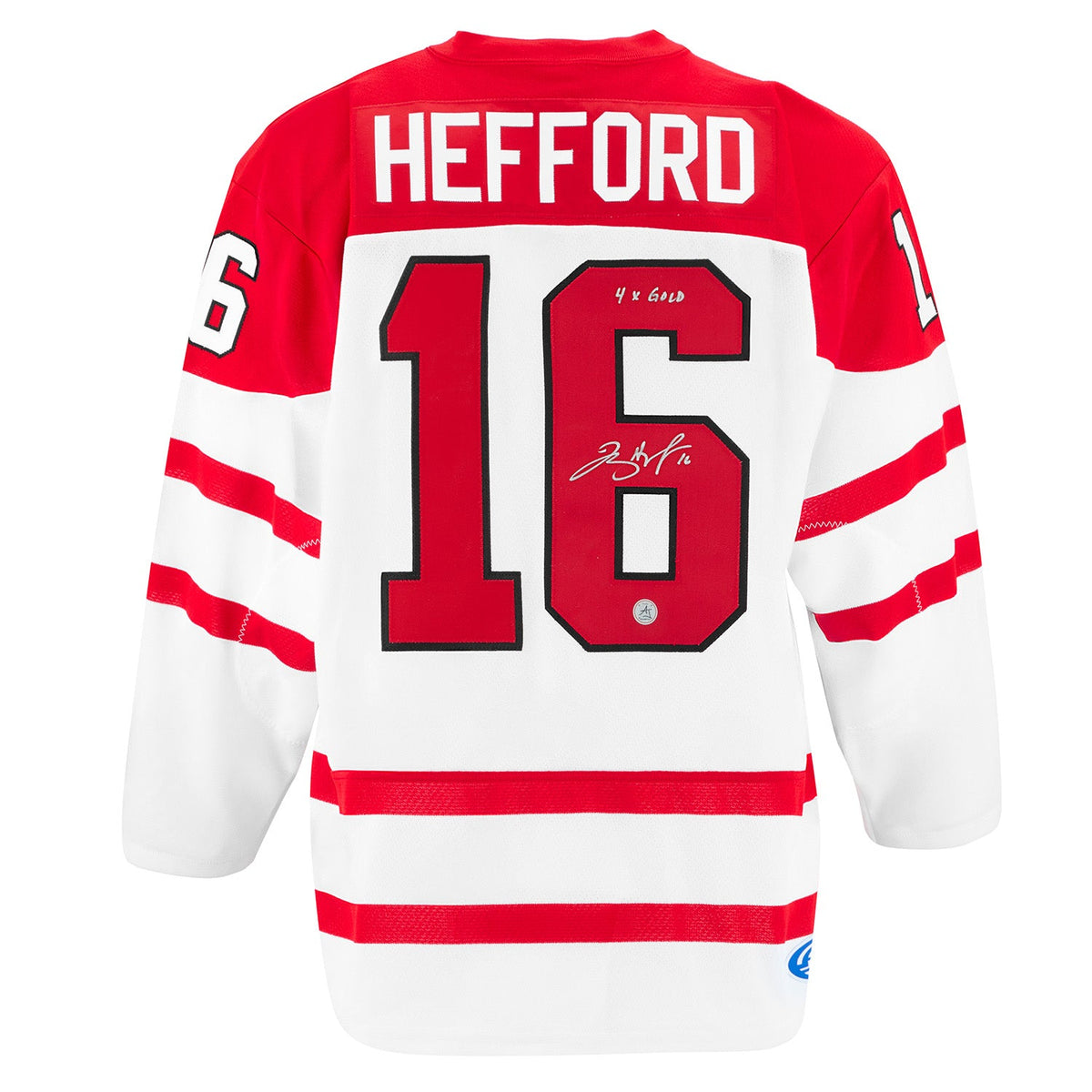 Jayna Hefford Autographed Team Canada Custom Hockey Nation Jersey product image 1, provided for visual reference and product