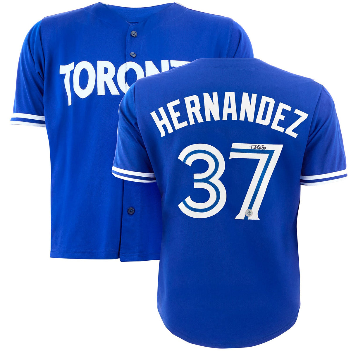Teoscar Hernandez Autographed Toronto City Design Blue Baseball Jersey product image 3, provided for visual reference and