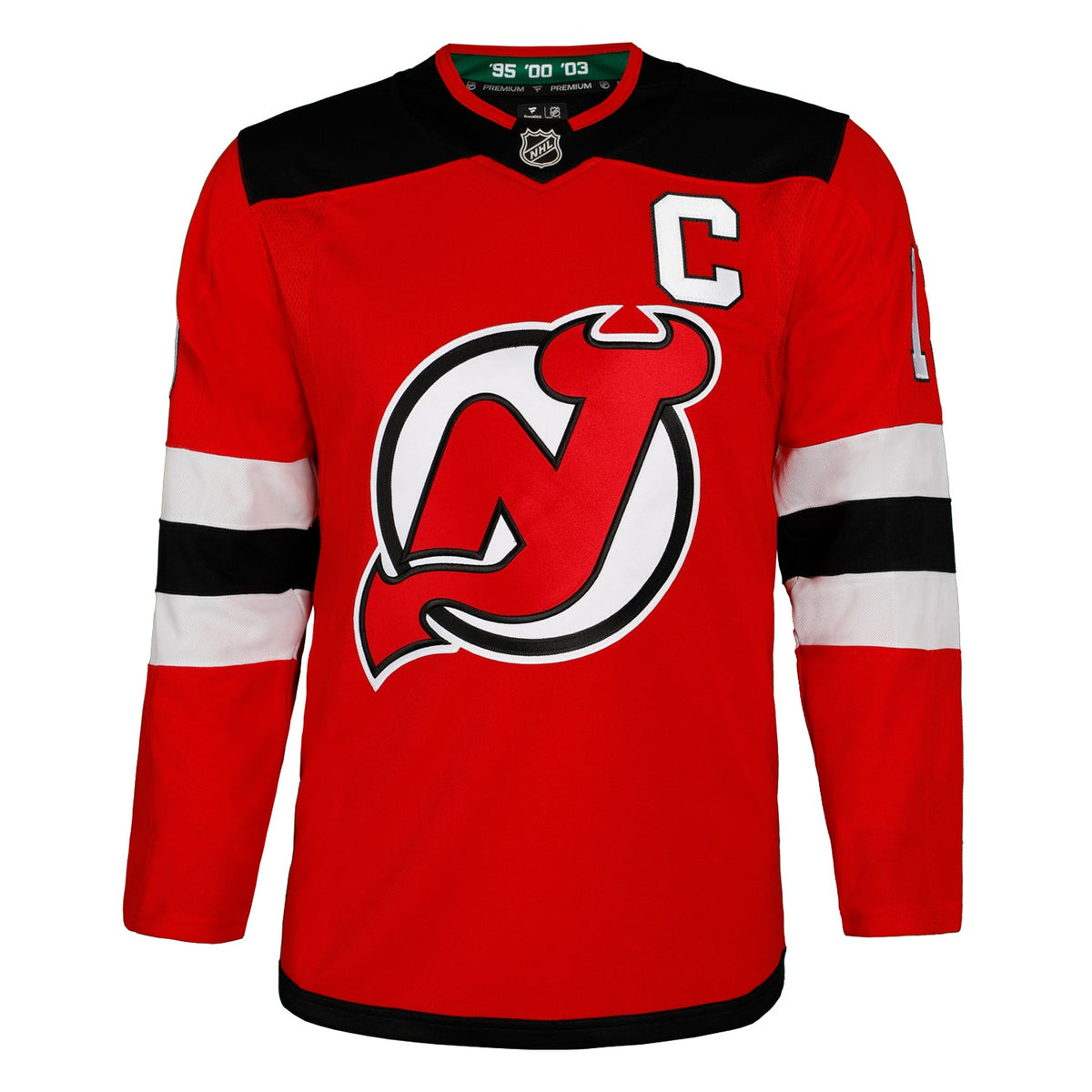 Nico Hischier Autographed New Jersey Devils Fanatics Premium Jersey product image 2, provided for visual reference and