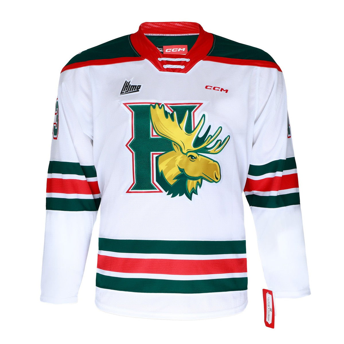 Nico Hischier Autographed Halifax Mooseheads White CCM CHL Jersey product image 2, provided for visual reference and product