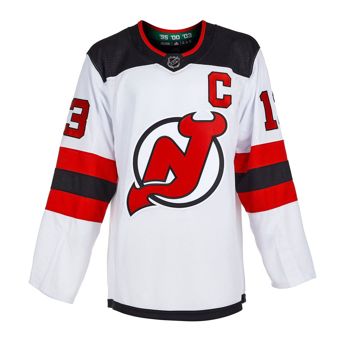 Nico Hischier Signed New Jersey Devils White adidas Jersey product image 2, provided for visual reference and product detail