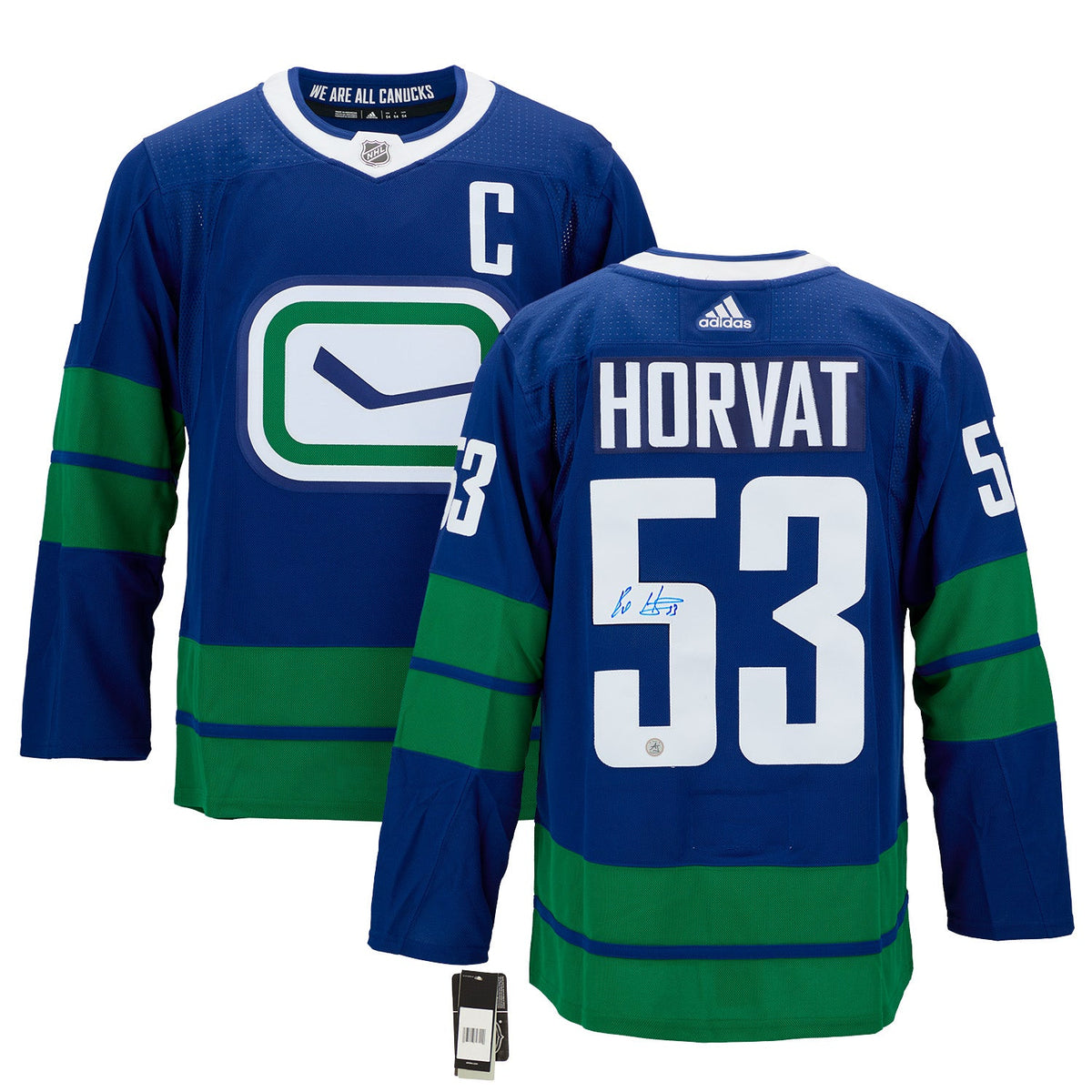 Bo Horvat Signed Vancouver Canucks Alternate adidas Jersey product image 3, provided for visual reference and product detail