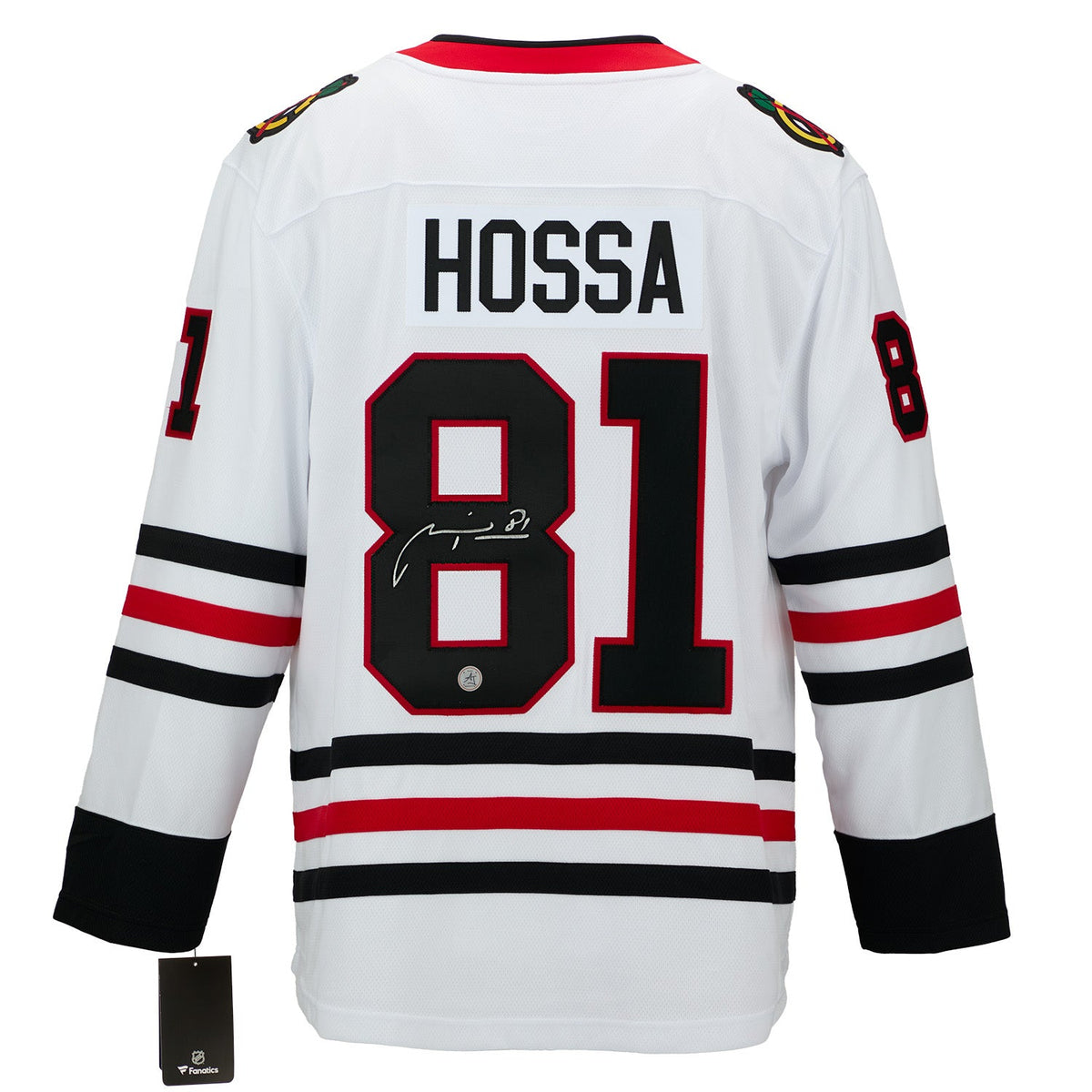 Marian Hossa Signed Chicago Blackhawks White Fanatics Breakaway Jersey product image 1, provided for visual reference and