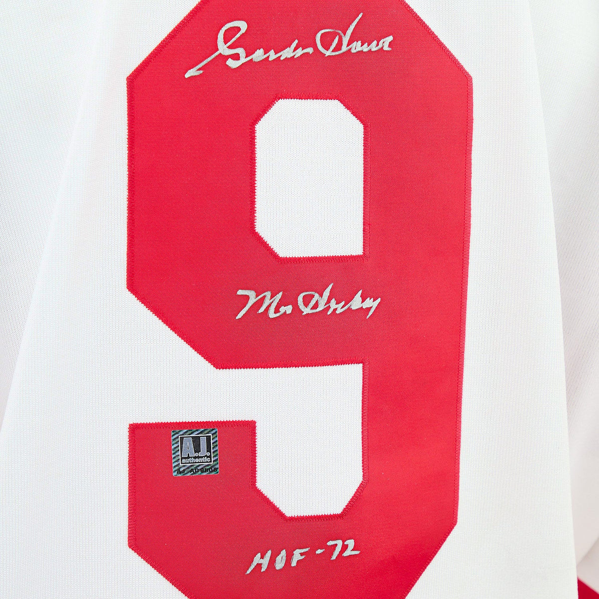 Gordie Howe Signed Detroit Red Wings Mitchell & Ness Throwback Jersey product image 3, provided for visual reference and