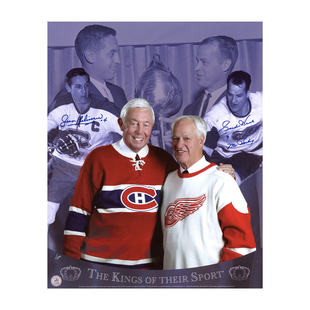 Gordie Howe & Jean Beliveau Dual Signed Hockey Kings Collage 16x20 Photo #/200 product image 1, provided for visual