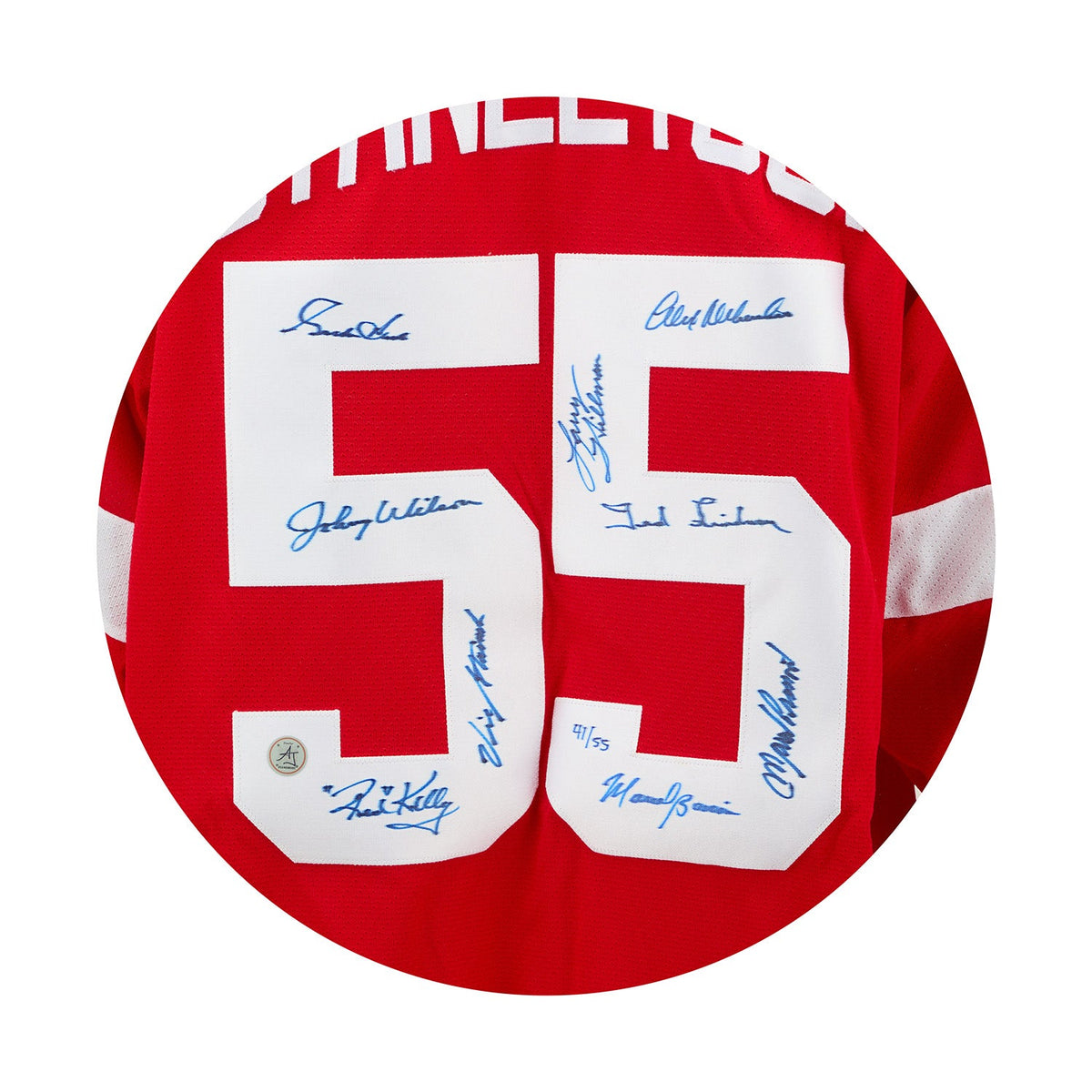 Detroit Red Wings 1955 Stanley Cup Team Signed Vintage CCM Jersey #41/55 product image 3, provided for visual reference and