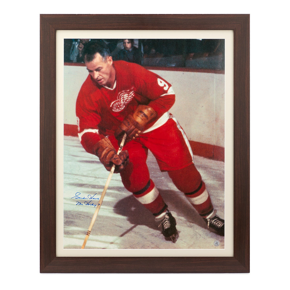 Gordie Howe Autographed Detroit Red Wings Vintage Hockey 26x32 Frame product image 1, provided for visual reference and
