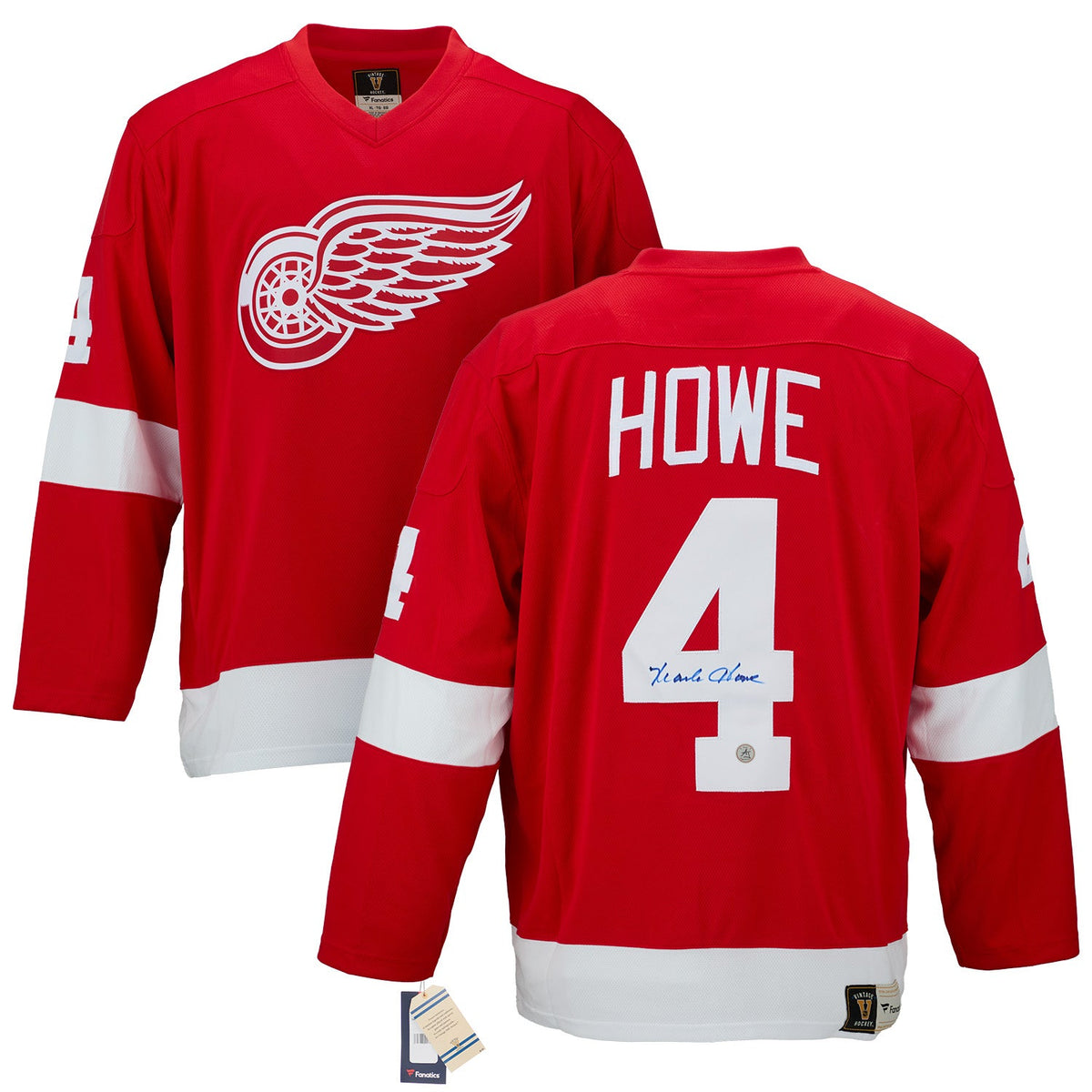 Mark Howe Signed Detroit Red Wings Fanatics Throwback Jersey product image 3, provided for visual reference and product