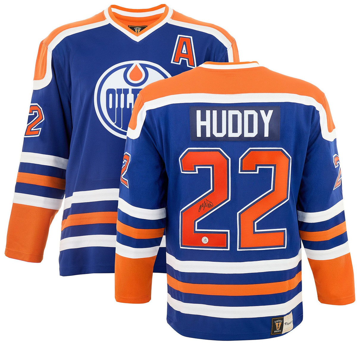Charlie Huddy Signed Edmonton Oilers Fanatics Throwback Jersey product image 3, provided for visual reference and product