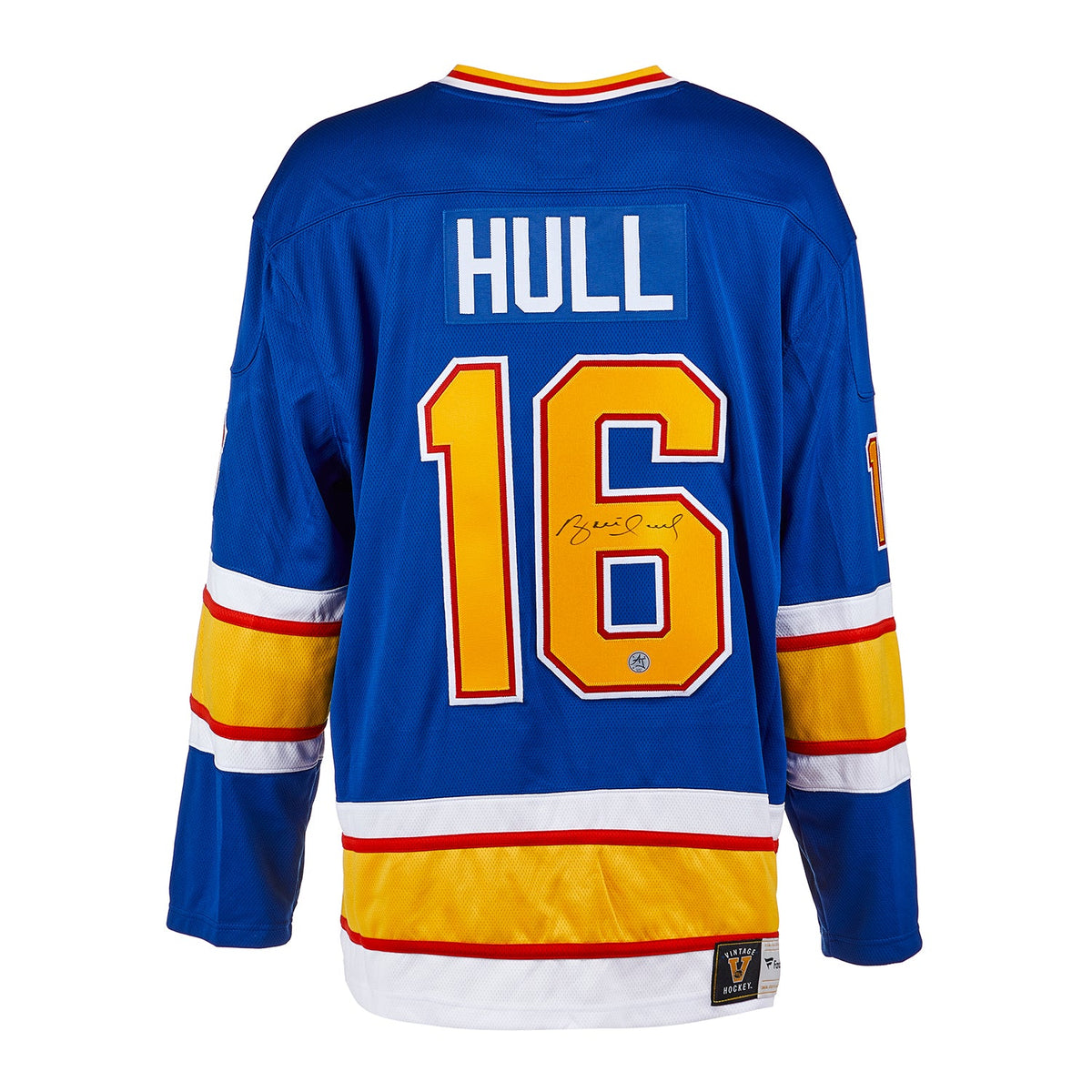 Brett Hull Autographed St Louis Blues Throwback Breakaway Jersey product image 1, provided for visual reference and product
