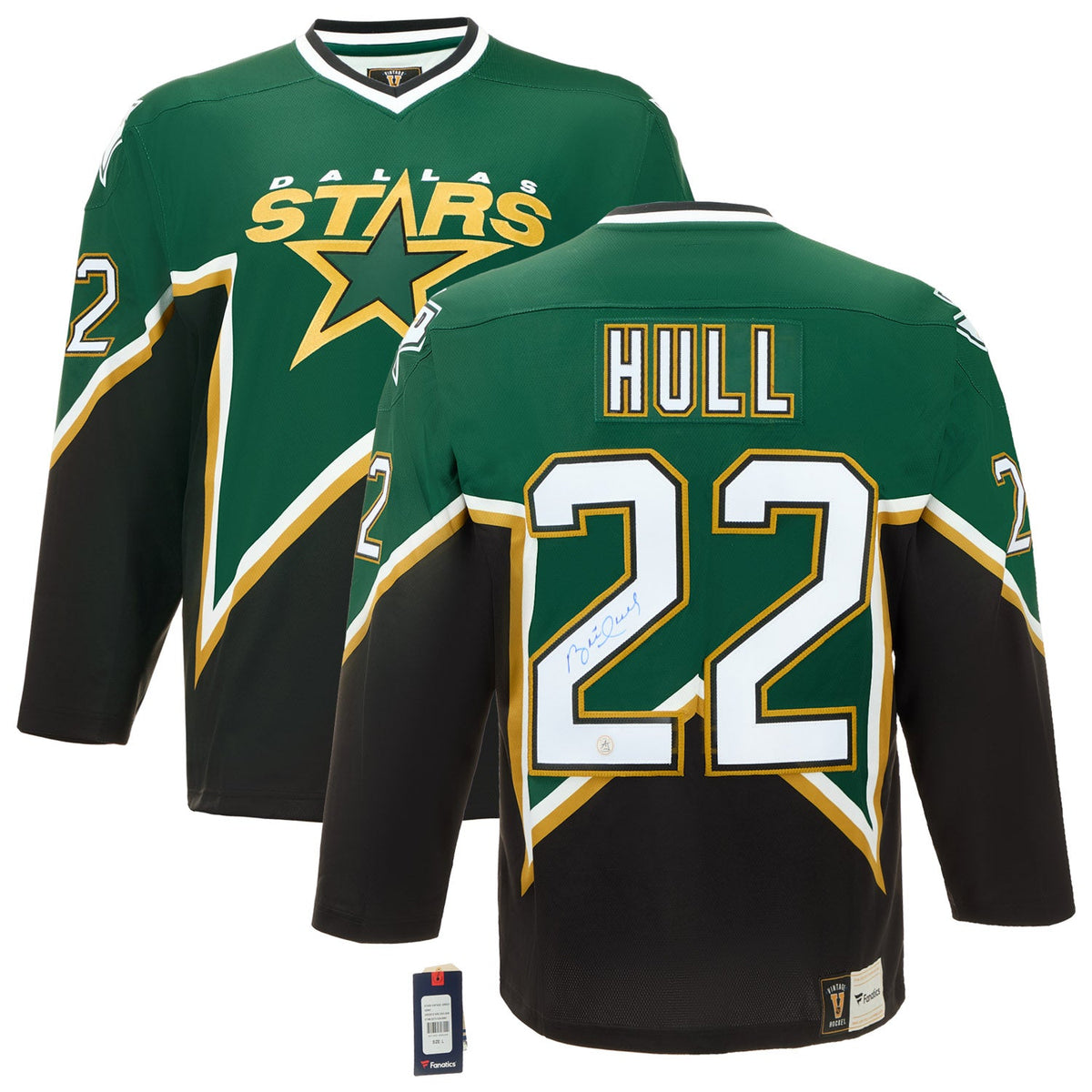 Brett Hull Autographed Dallas Stars Throwback Fanatics Jersey product image 3, provided for visual reference and product