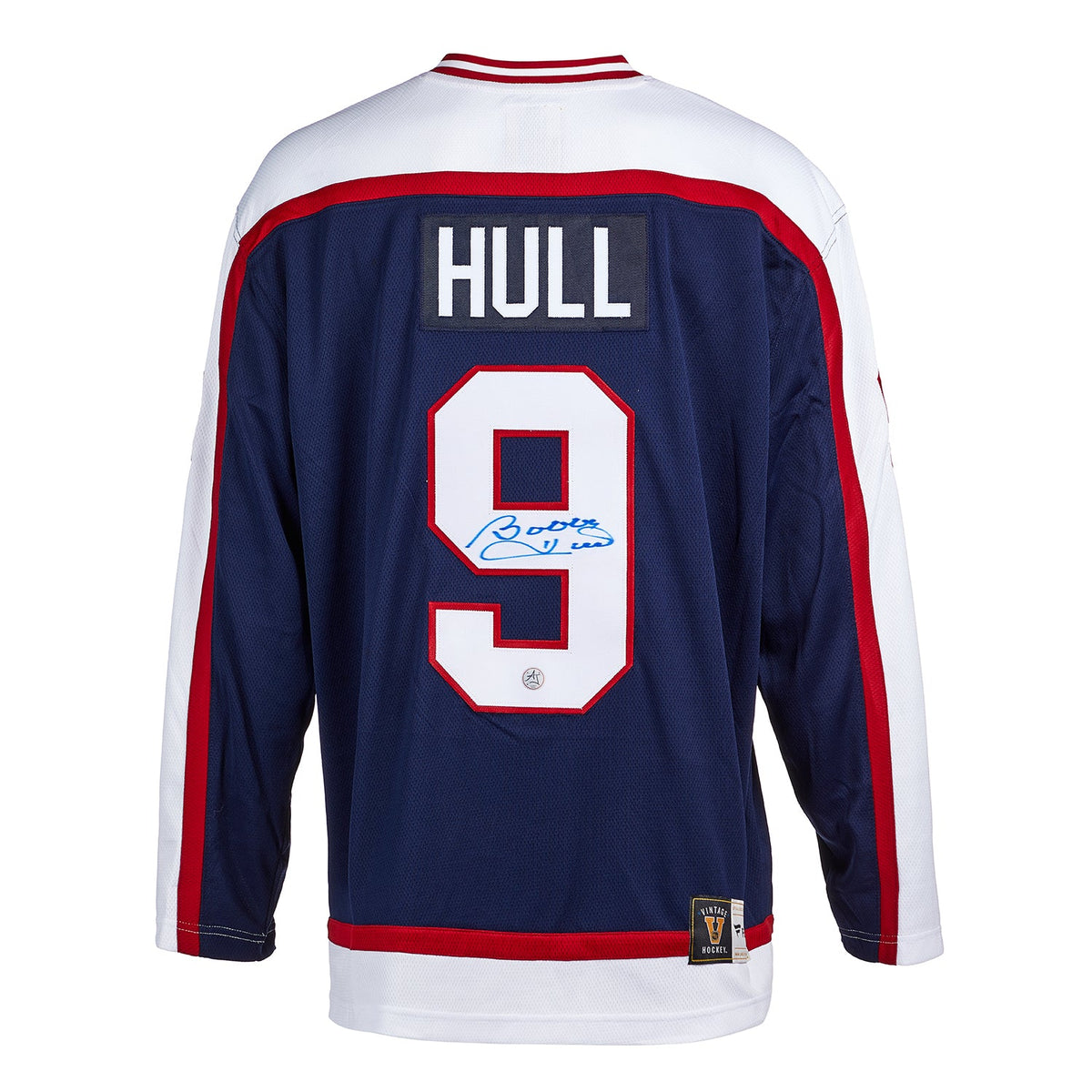 Bobby Hull Autographed Winnipeg Jets Fanatics Throwback Jersey product image 1, provided for visual reference and product
