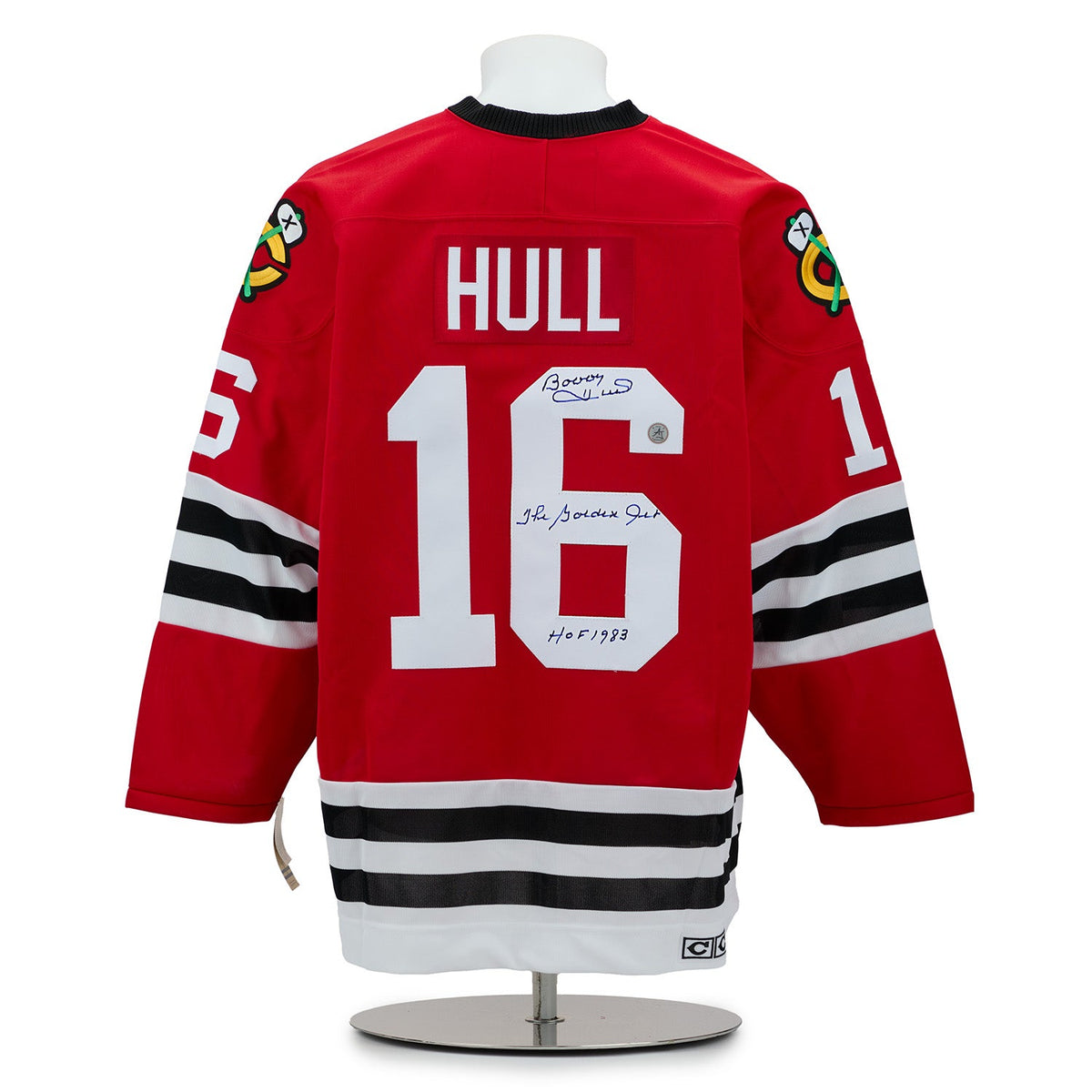 Bobby Hull Signed & Inscribed Chicago Blackhawks Vintage CCM Jersey product image 1, provided for visual reference and