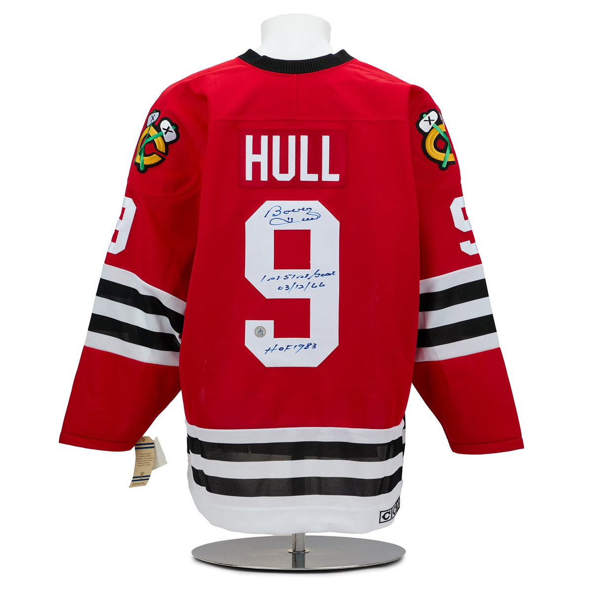 Bobby Hull Signed & Inscribed Chicago Blackhawks Vintage CCM Jersey product image 1, provided for visual reference and