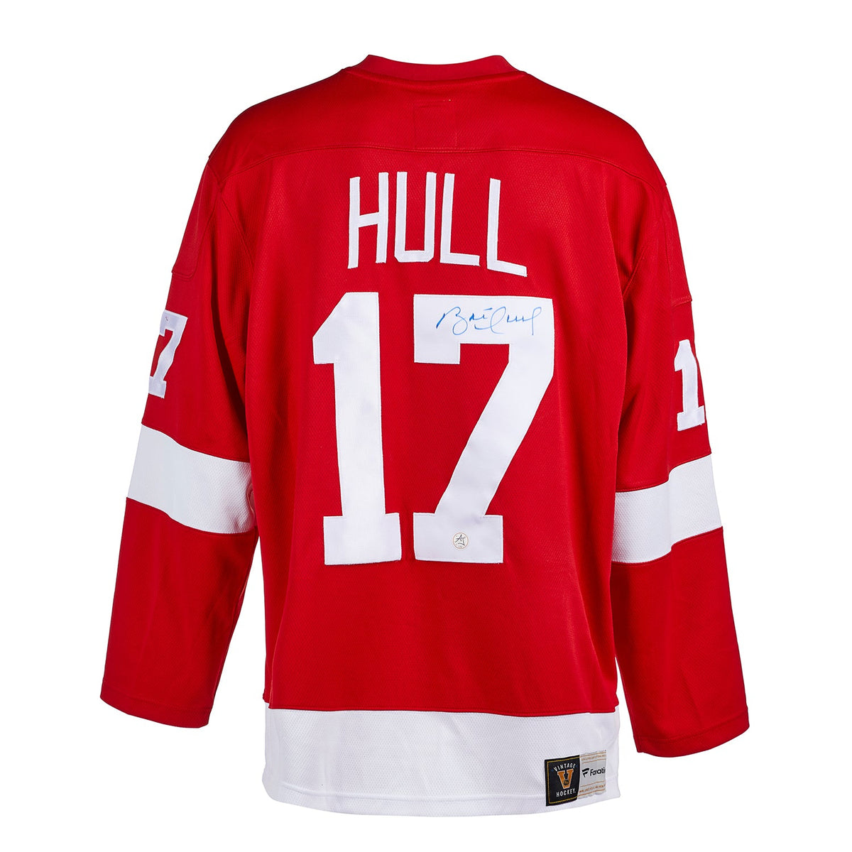 Brett Hull Autographed Detroit Red Wings Throwback Breakaway Jersey product image 1, provided for visual reference and