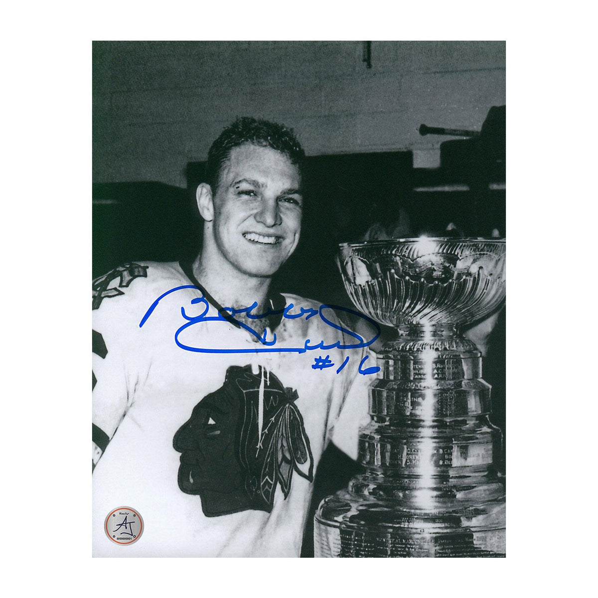 Bobby Hull Autographed Chicago Blackhawks Stanley Cup 8x10 Photo product image 1, provided for visual reference and product