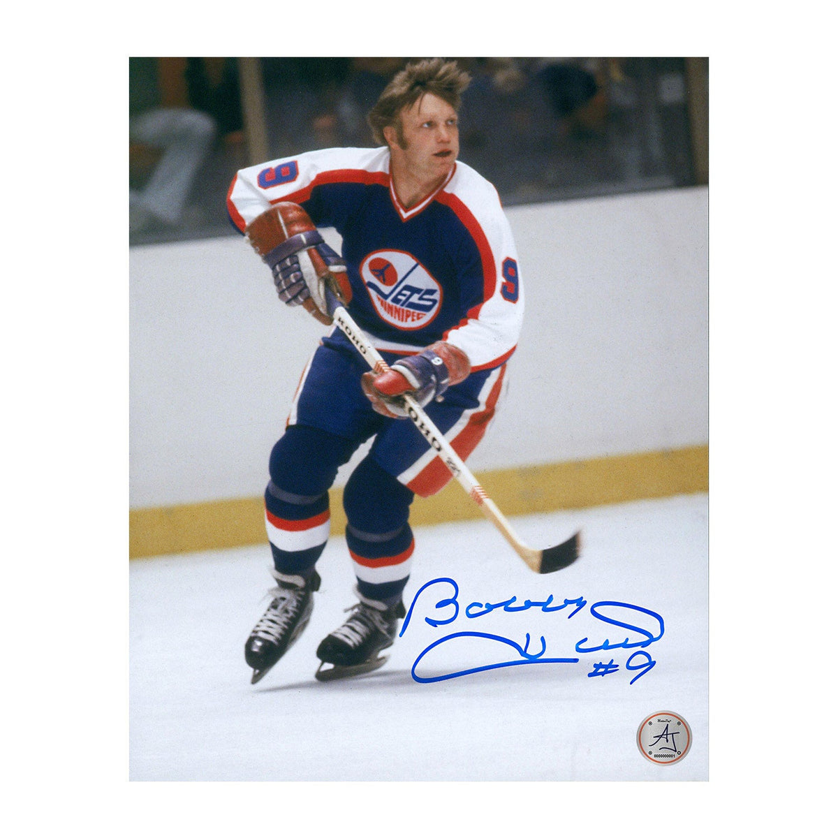 Bobby Hull Autographed Winnipeg Jets Game Action 8x10 Photo product image 1, provided for visual reference and product