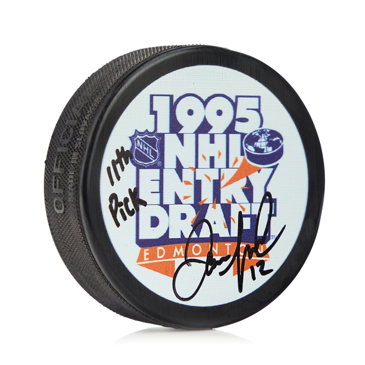 Jarome Iginla Signed Entry Draft 1995 NHL Entry Draft Puck product image 1, provided for visual reference and product detail