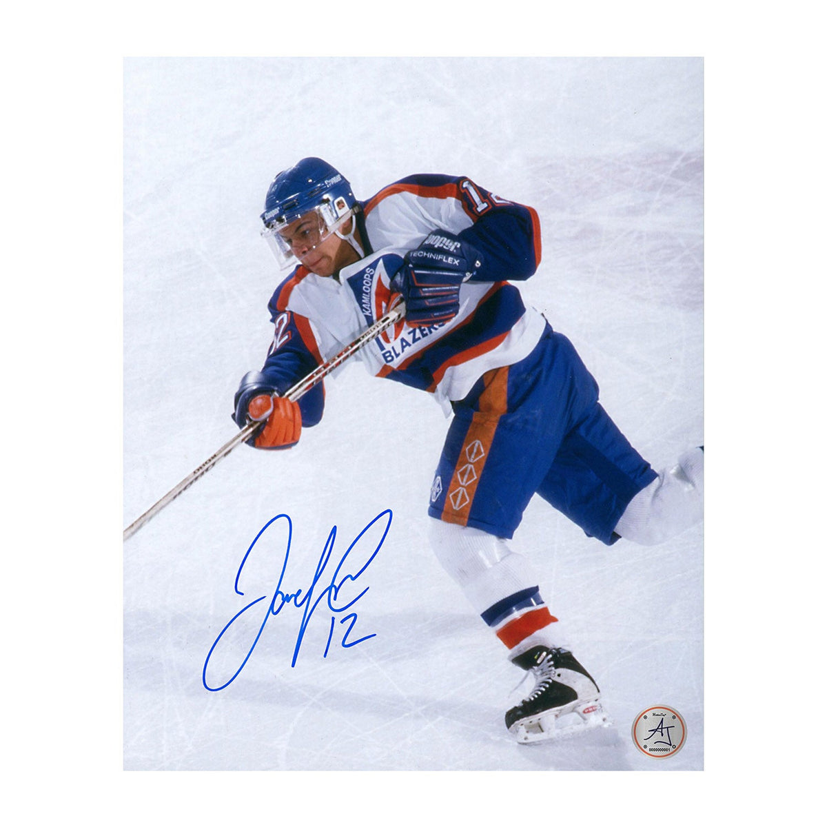 Jarome Iginla Autographed Kamloops Blazers Shooting 8x10 Photo product image 1, provided for visual reference and product