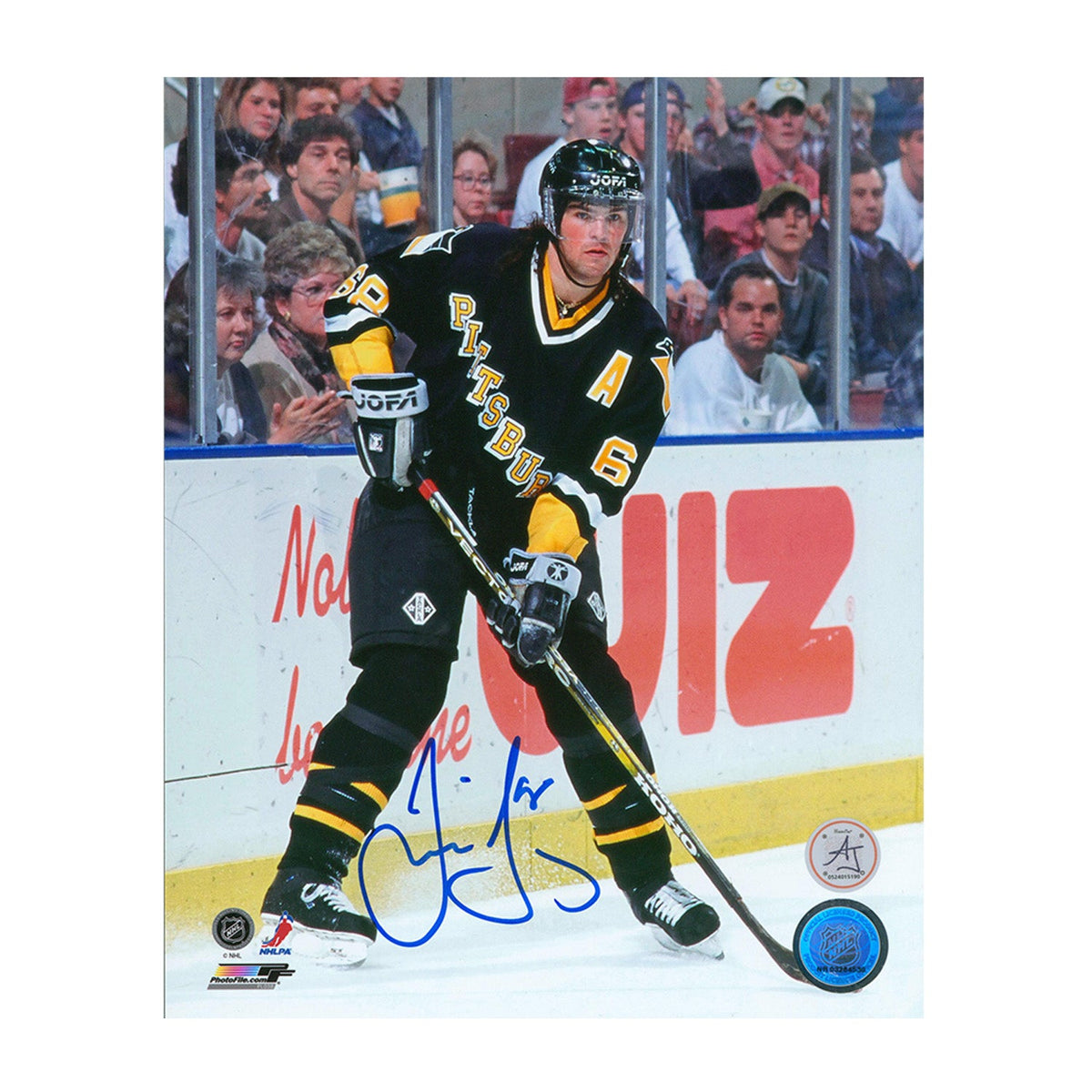Jaromir Jagr Autographed Pittsburgh Penguins Playmaker 8x10 Photo product image 1, provided for visual reference and product