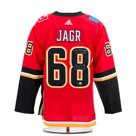 Jaromir Jagr Calgary Flames Signed & Dated Final Game adidas Jersey #1/68 product image 1, provided for visual reference and
