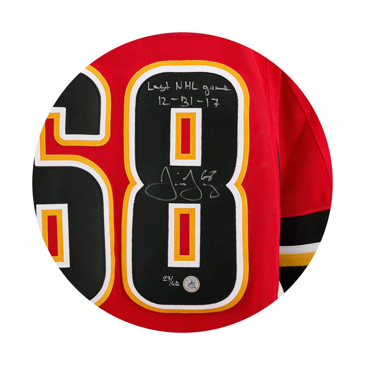 Jaromir Jagr Calgary Flames Signed & Dated Final NHL Game adidas Jersey #23/68 product image 3, provided for visual