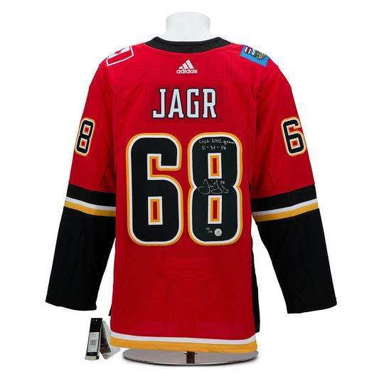 Jaromir Jagr Calgary Flames Signed & Dated Final NHL Game adidas Jersey #25/68 product image 1, provided for visual