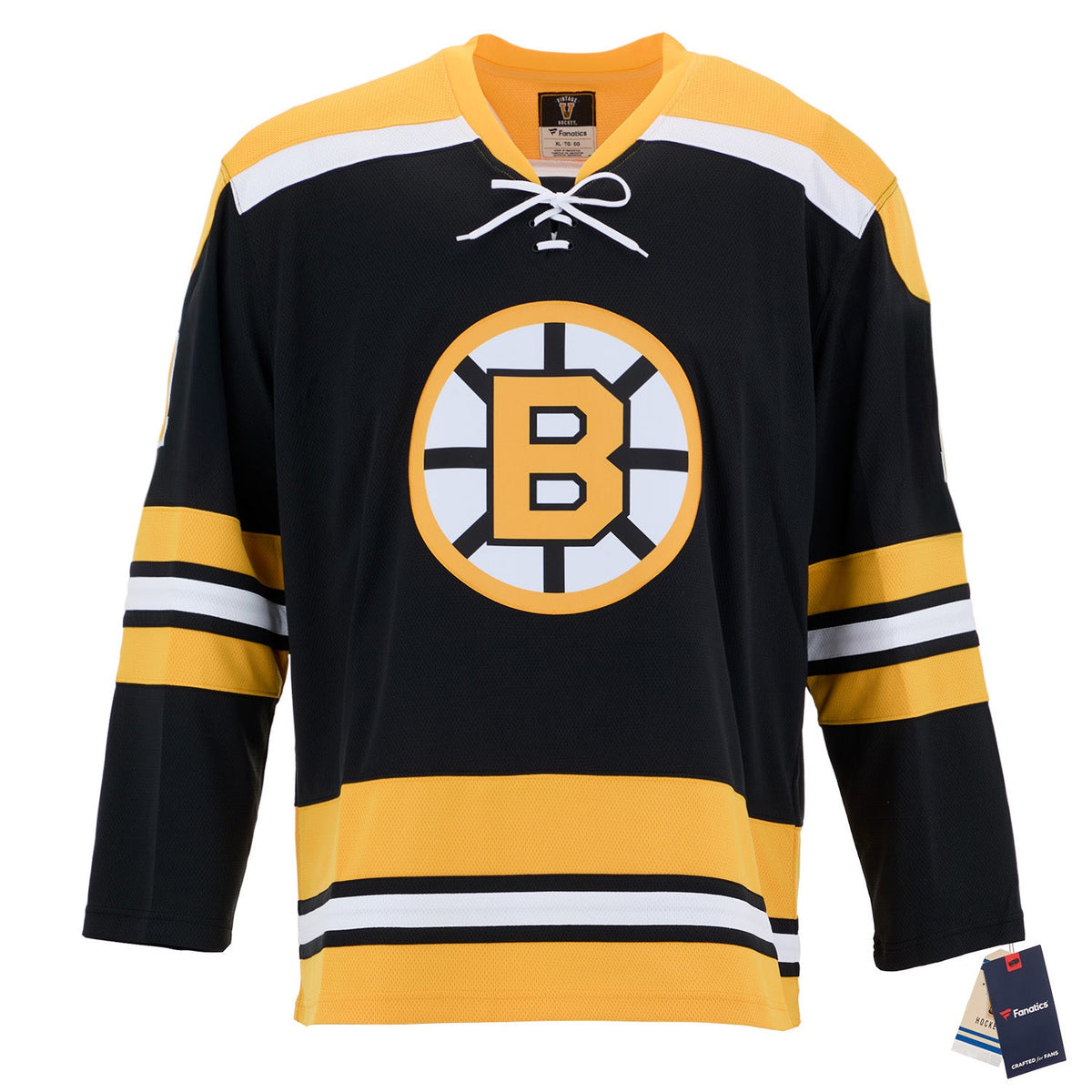 Ed Johnston Autographed Boston Bruins Fanatics Throwback Jersey product image 2, provided for visual reference and product