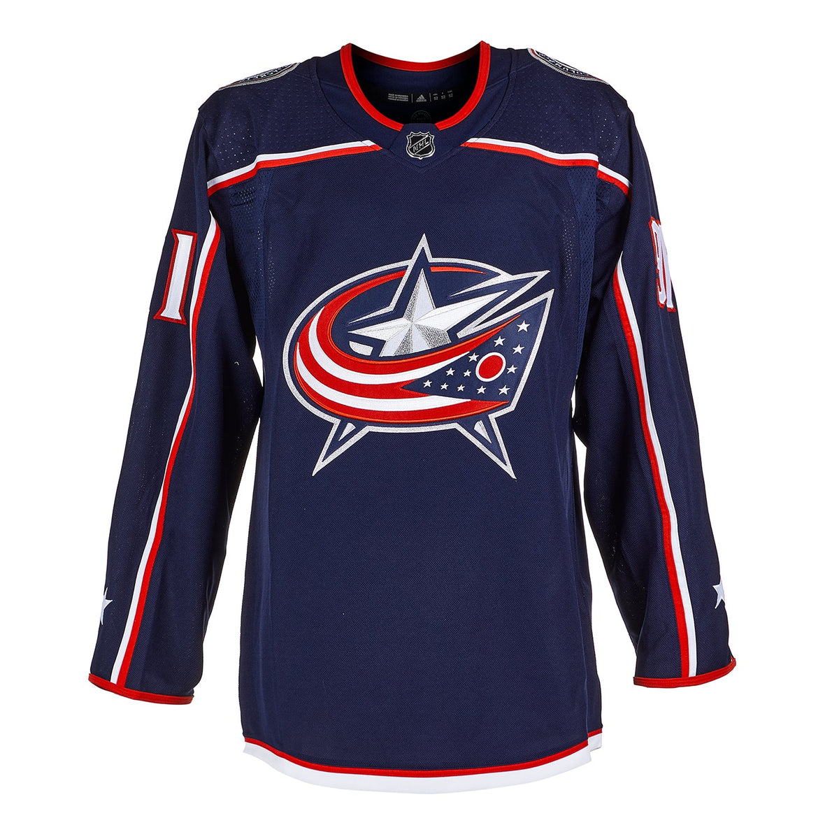 Kent Johnson Autographed Columbus Blue Jackets Blue adidas Jersey product image 2, provided for visual reference and product