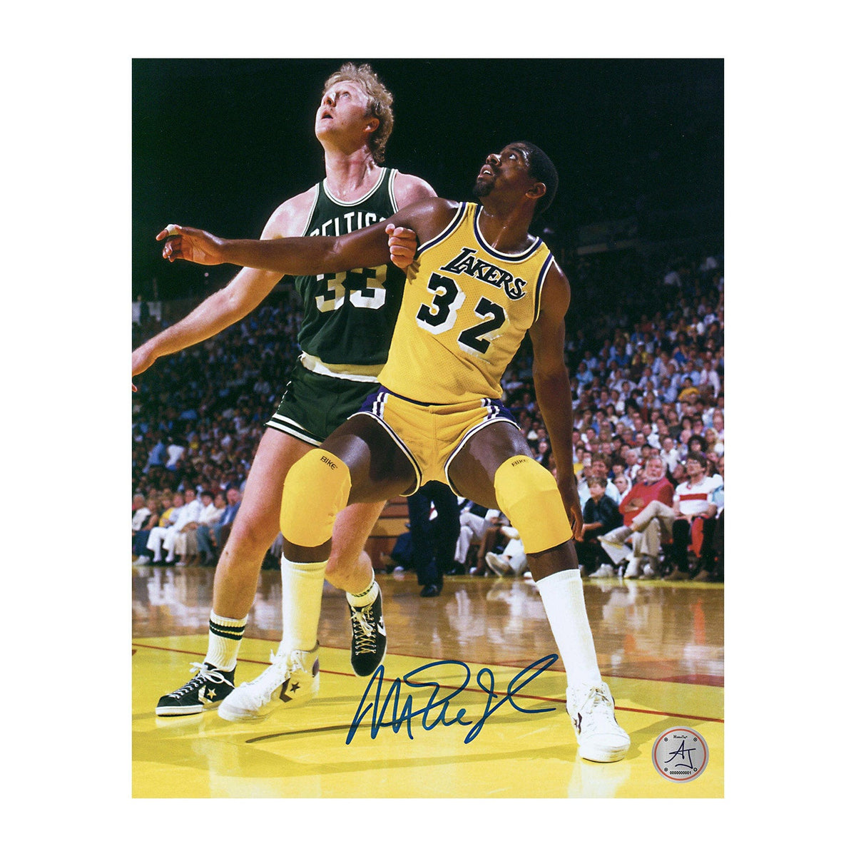 Magic Johnson Signed Los Angeles Lakers Rivalry vs Larry Bird 8x10 Photo product image 1, provided for visual reference and