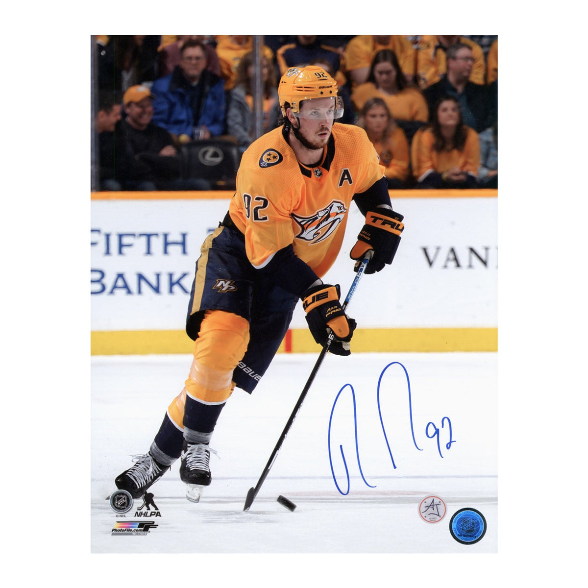 Ryan Johansen Autographed Nashville Predators Puck Rush 11x14 Photo product image 1, provided for visual reference and