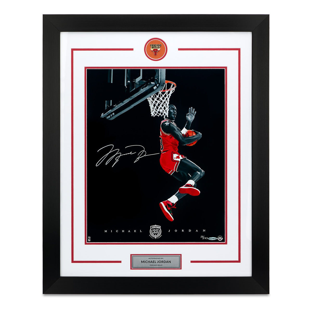 Michael Jordan Signed Chicago Bulls Cradle Dunk Basketball 26x32 Frame #12/123 product image 1, provided for visual