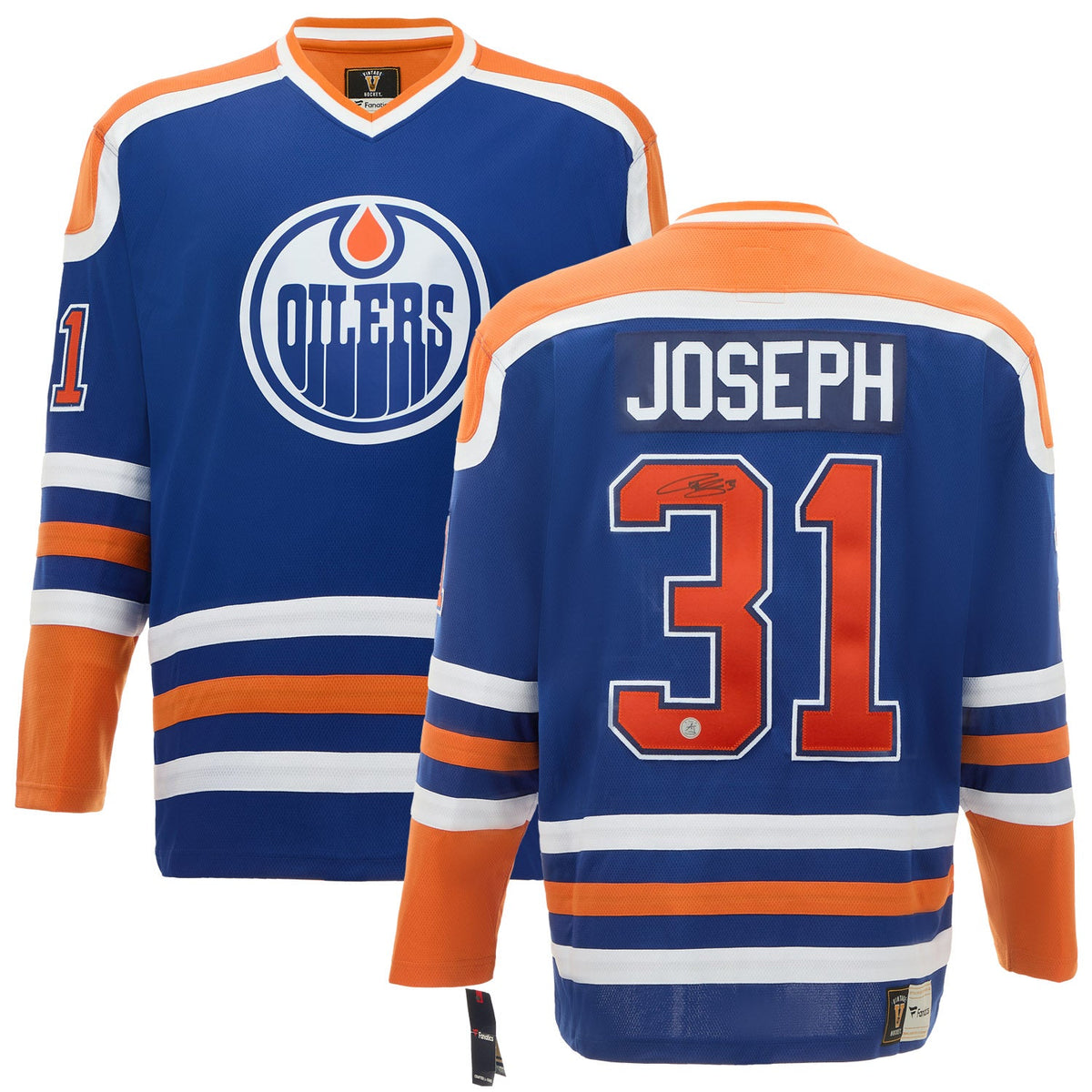 Curtis Joseph Autographed Edmonton Oilers Fanatics Throwback Jersey product image 3, provided for visual reference and