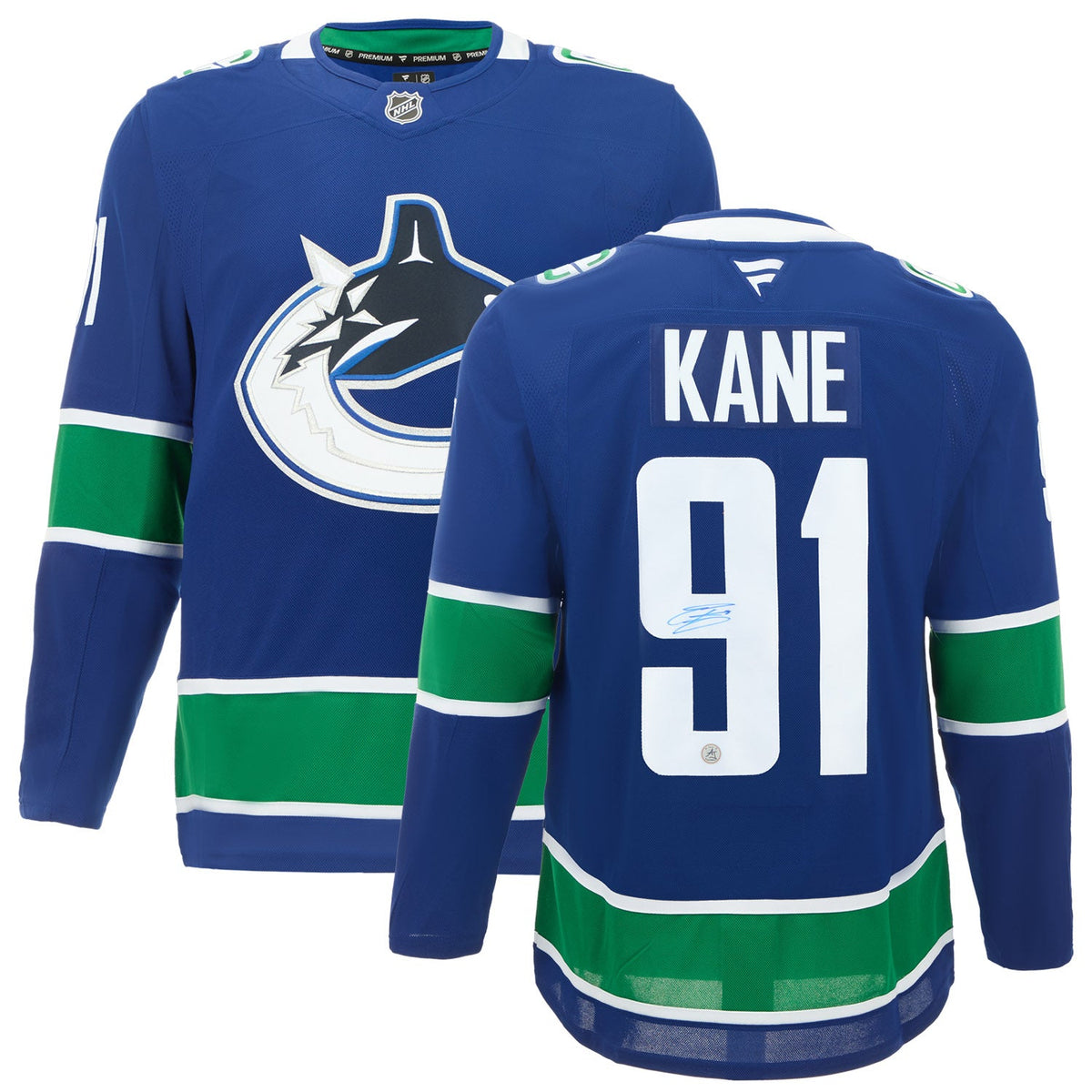 Evander Kane Autographed Vancouver Canucks Fanatics Premium Jersey product image 3, provided for visual reference and