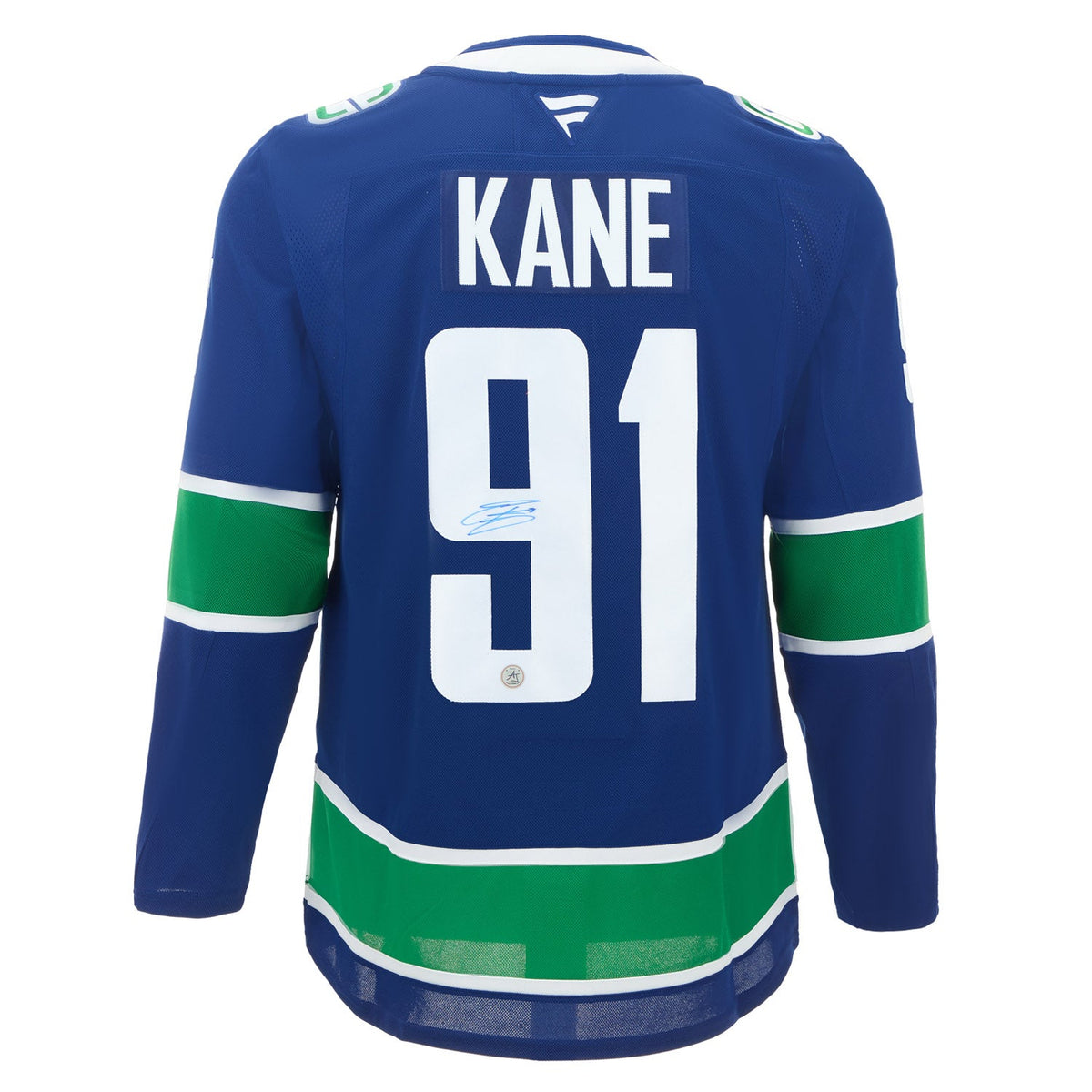 Evander Kane Autographed Vancouver Canucks Fanatics Premium Jersey product image 1, provided for visual reference and