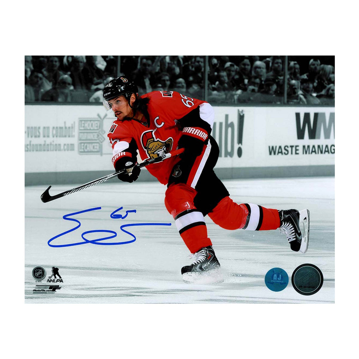 Erik Karlsson Autographed Ottawa Senators Color Isolation 8x10 Photo product image 1, provided for visual reference and