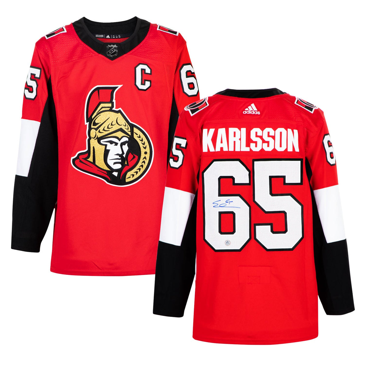 Erik Karlsson Autographed Ottawa Senators Red adidas Jersey product image 3, provided for visual reference and product
