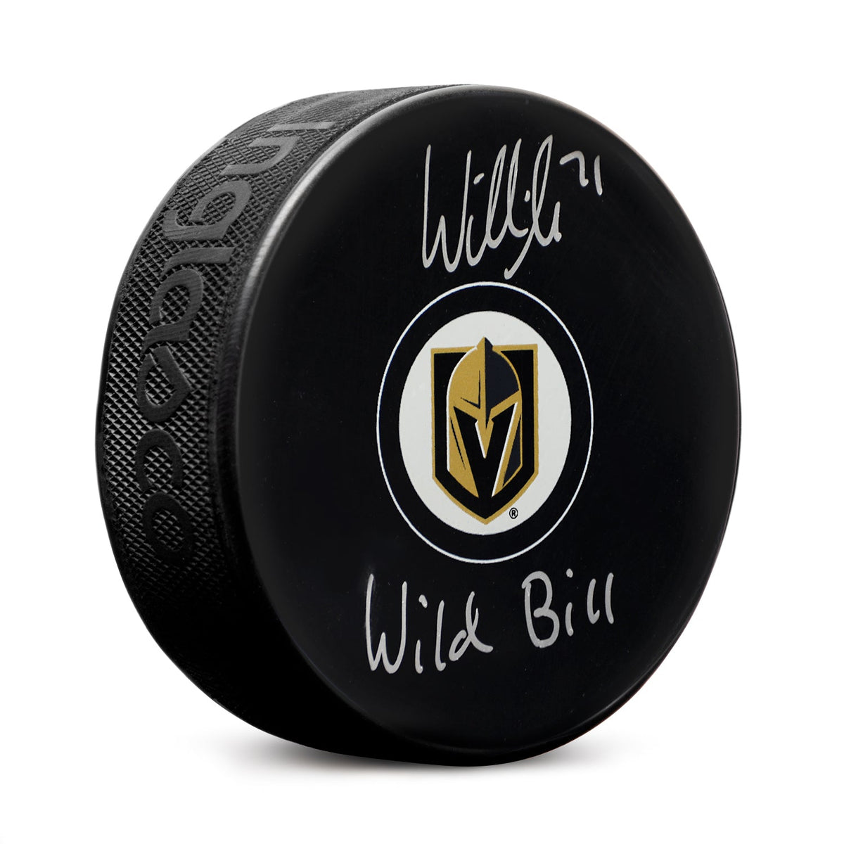 William Karlsson Signed Vegas Golden Knights Hockey Puck with 'Wild Bill' Note product image 1, provided for visual