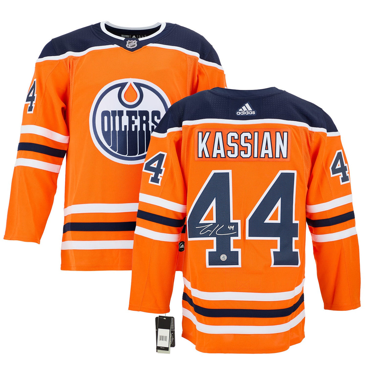 Zack Kassian Autographed Edmonton Oilers Orange adidas Jersey product image 3, provided for visual reference and product