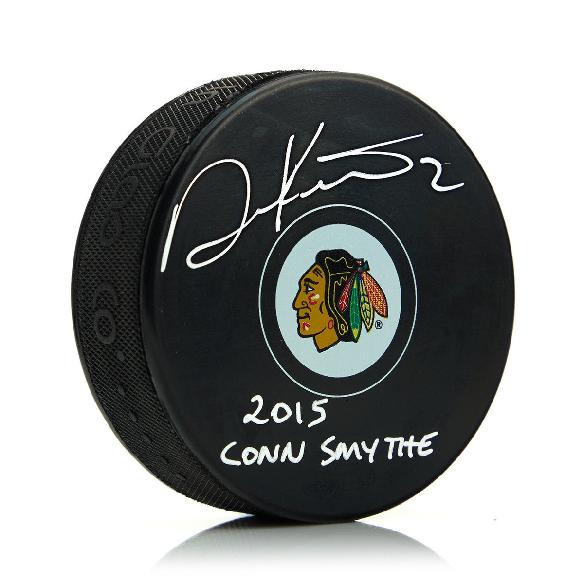 Duncan Keith Signed Chicago Blackhawks Hockey Puck with 2015 Conn Smythe Note product image 1, provided for visual reference