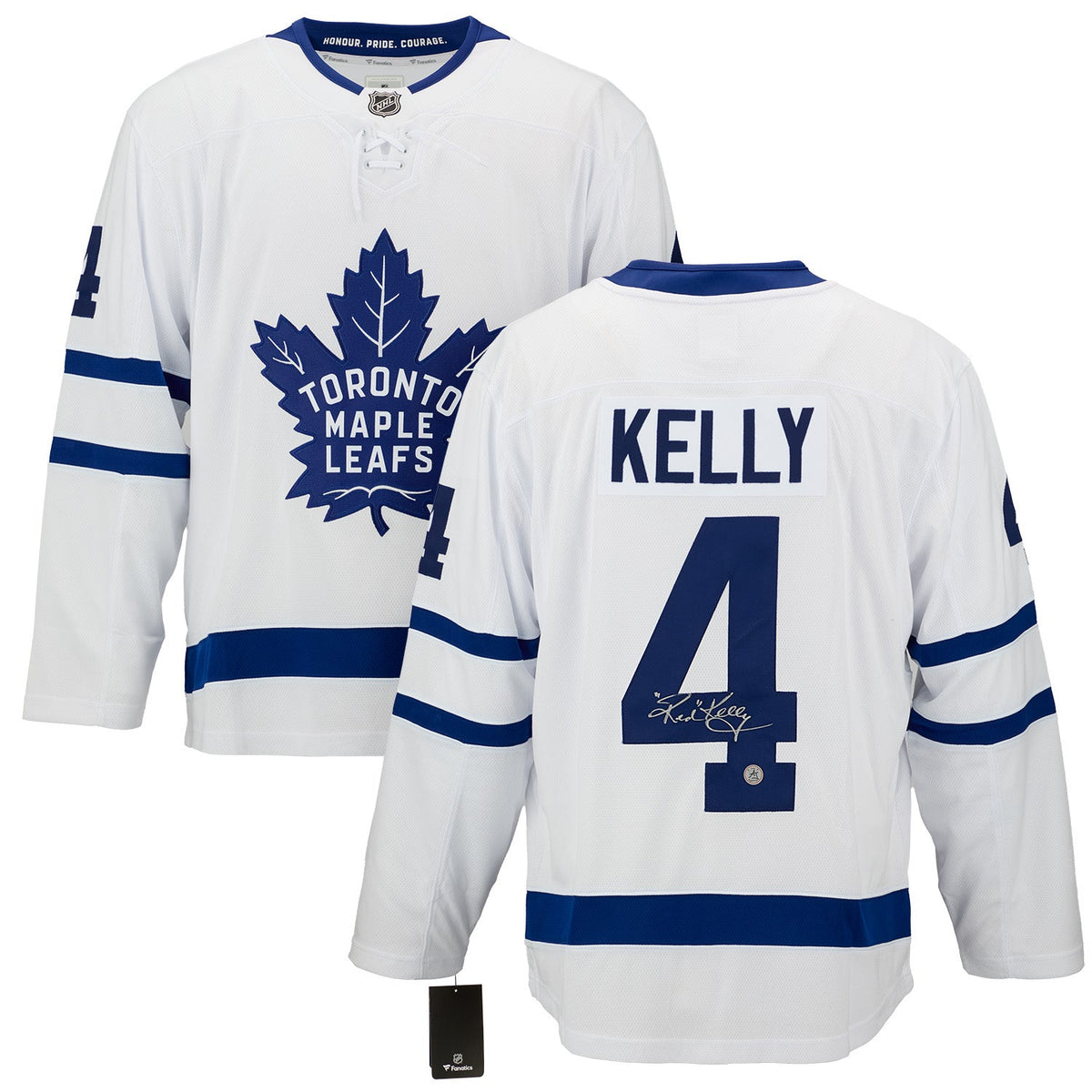 Red Kelly Signed Toronto Maple Leafs White Fanatics Breakaway Jersey product image 3, provided for visual reference and