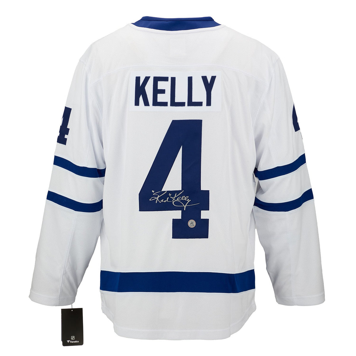 Red Kelly Signed Toronto Maple Leafs White Fanatics Breakaway Jersey product image 1, provided for visual reference and