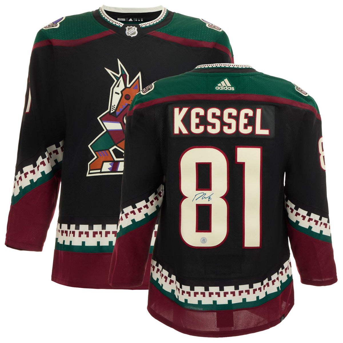 Phil Kessel Signed Arizona Coyotes Black Kachina adidas Jersey product image 3, provided for visual reference and product